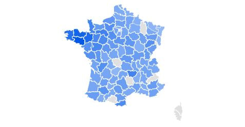 Les départements où l'on joue le plus au jeu de palet breton